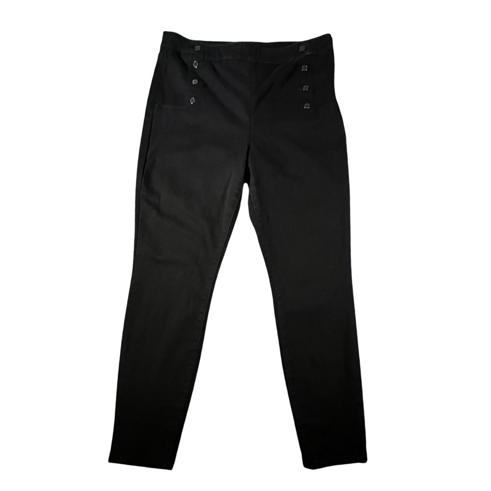 White House Black Market The Jegging Sz 14 Black High Rise Sailor Button Skinny